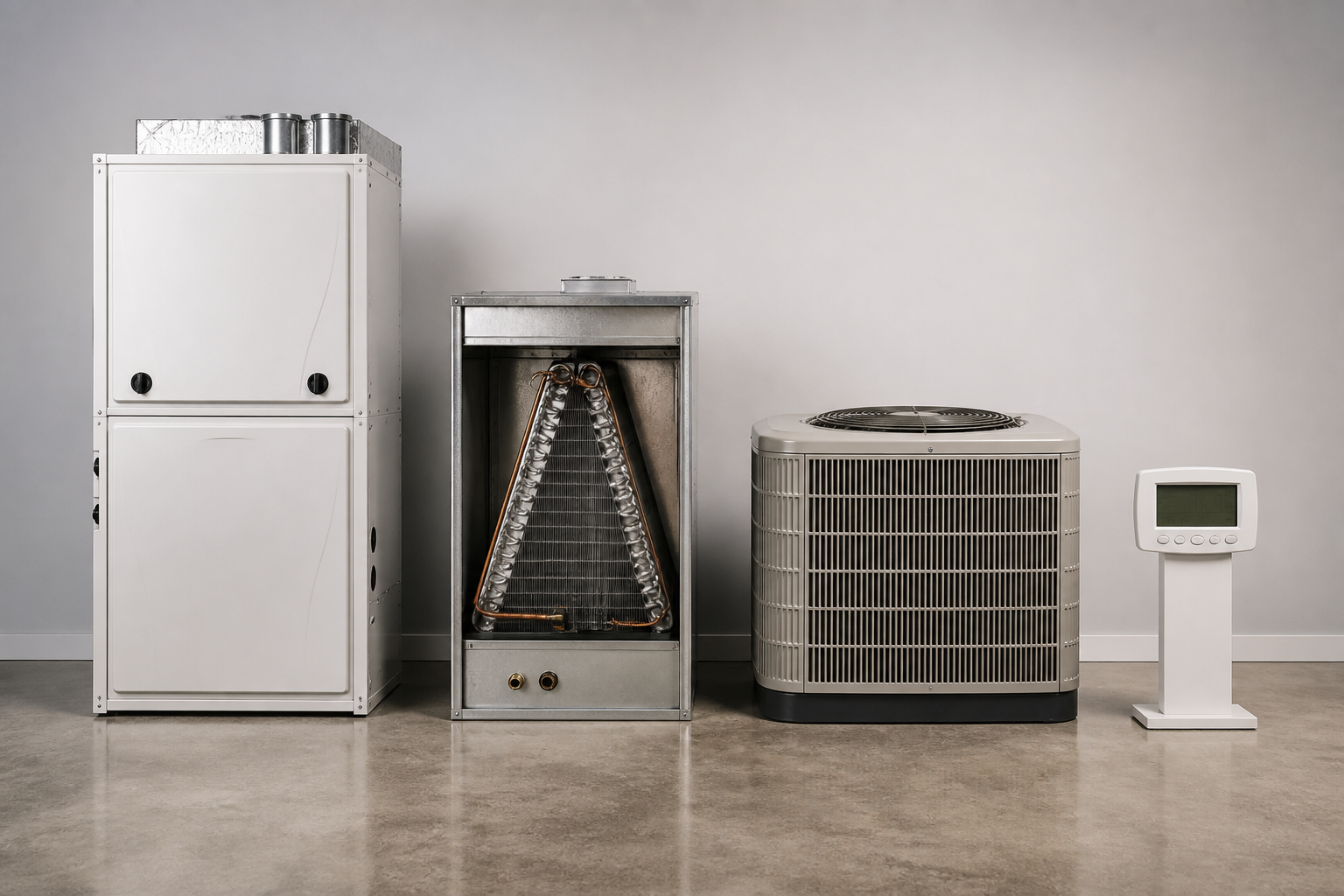 High-efficiency furnace, air conditioner and thermostat equipment installed by Koch Heating and Cooling